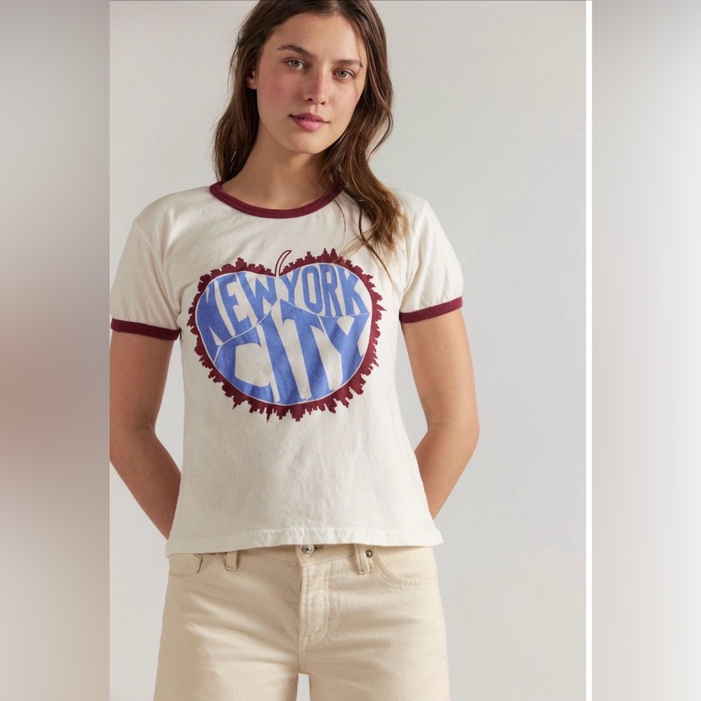 FREE PEOPLE Original Retro Brand New York City Ringer Tee TOP